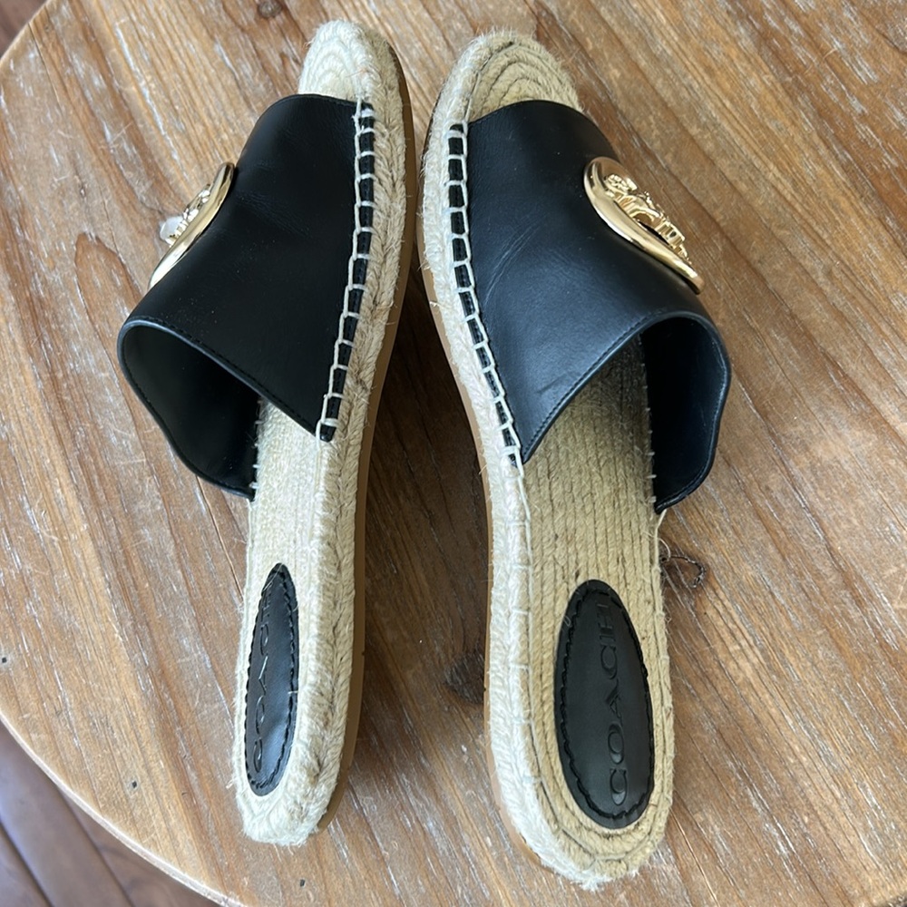 Coach Corey Black Slides with Gold Detail - Picture 16 of 17